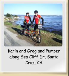Karin and Greg and Pumper along Sea Cliff Dr, Santa Cruz, CA